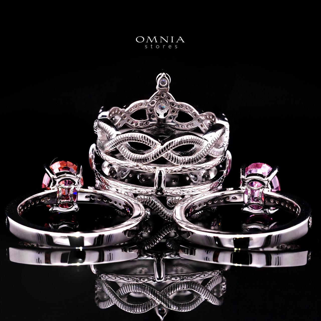 Carlyn Royal Crown Interchangeable Ring Set with Certified Premium Simulated Diamonds in 925 Sterling Silver
