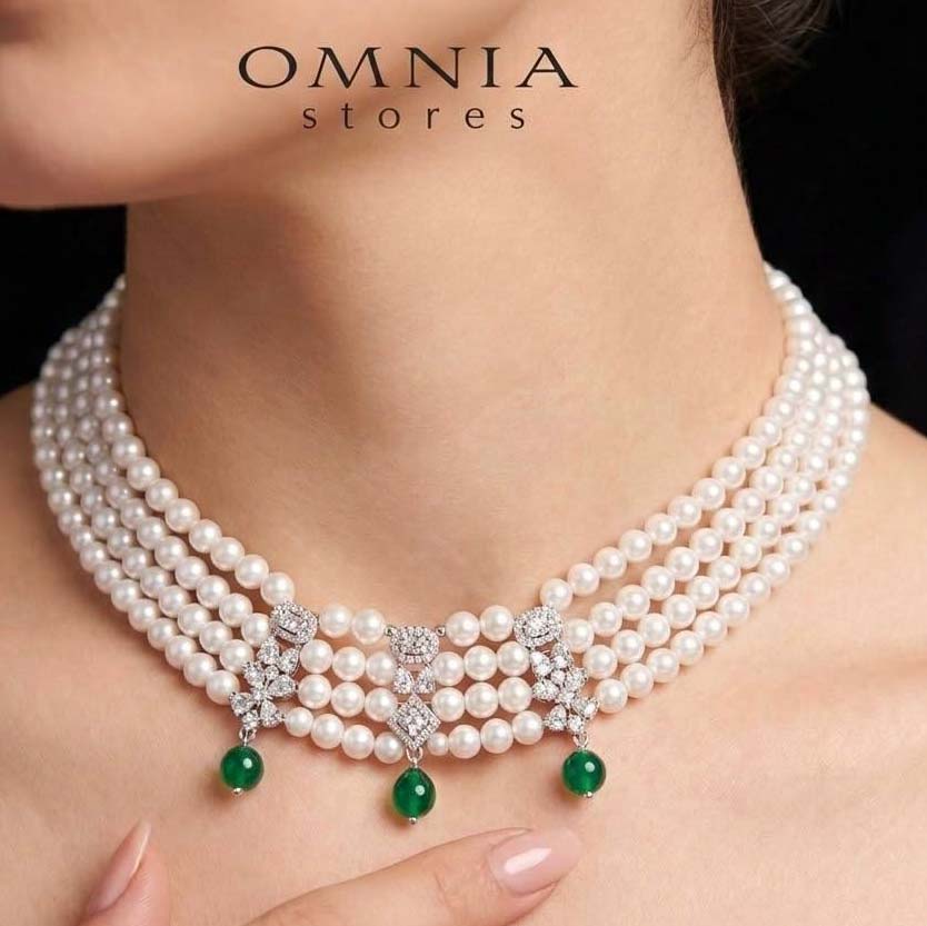 Shayna Green and White Real Preal Necklace With High Quality Simulated Diamonds in 925 Silver