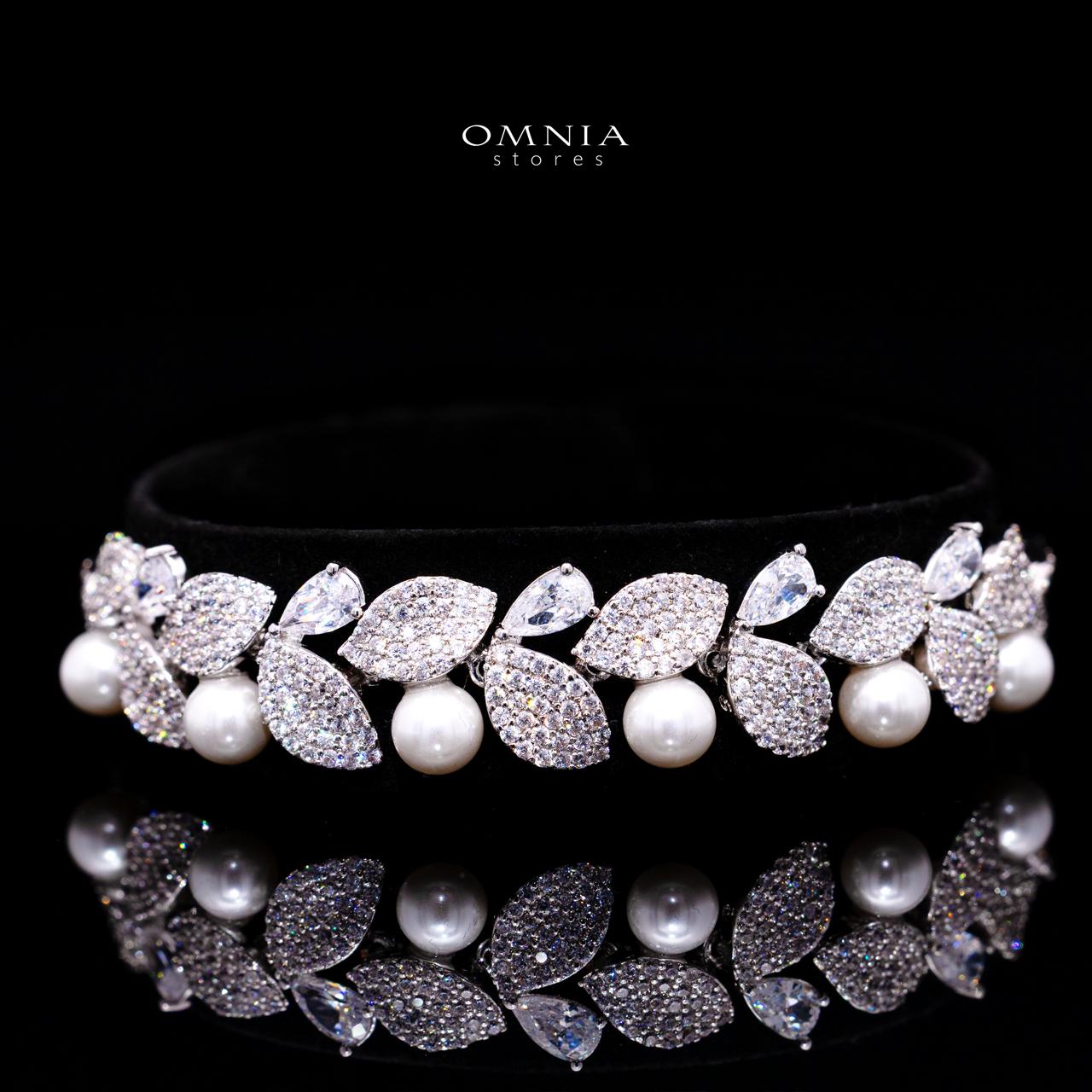 Radwa White Pearl Bridal Full Set with High-Quality Simulated Diamonds – Rhodium Plated
