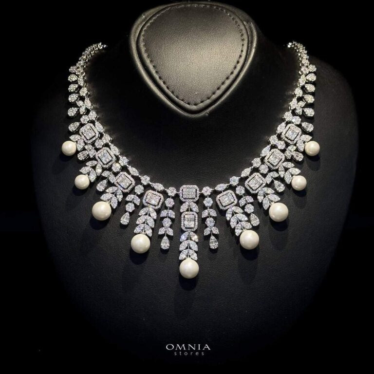 Omnia Dalimah White Bridal Full Set with High Quality Simulated Diamond