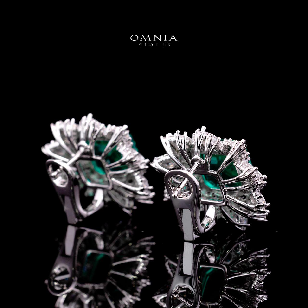 Harleen Green Earrings with Certified High-Quality Premium Simulated Diamonds in 925 Sterling Silver