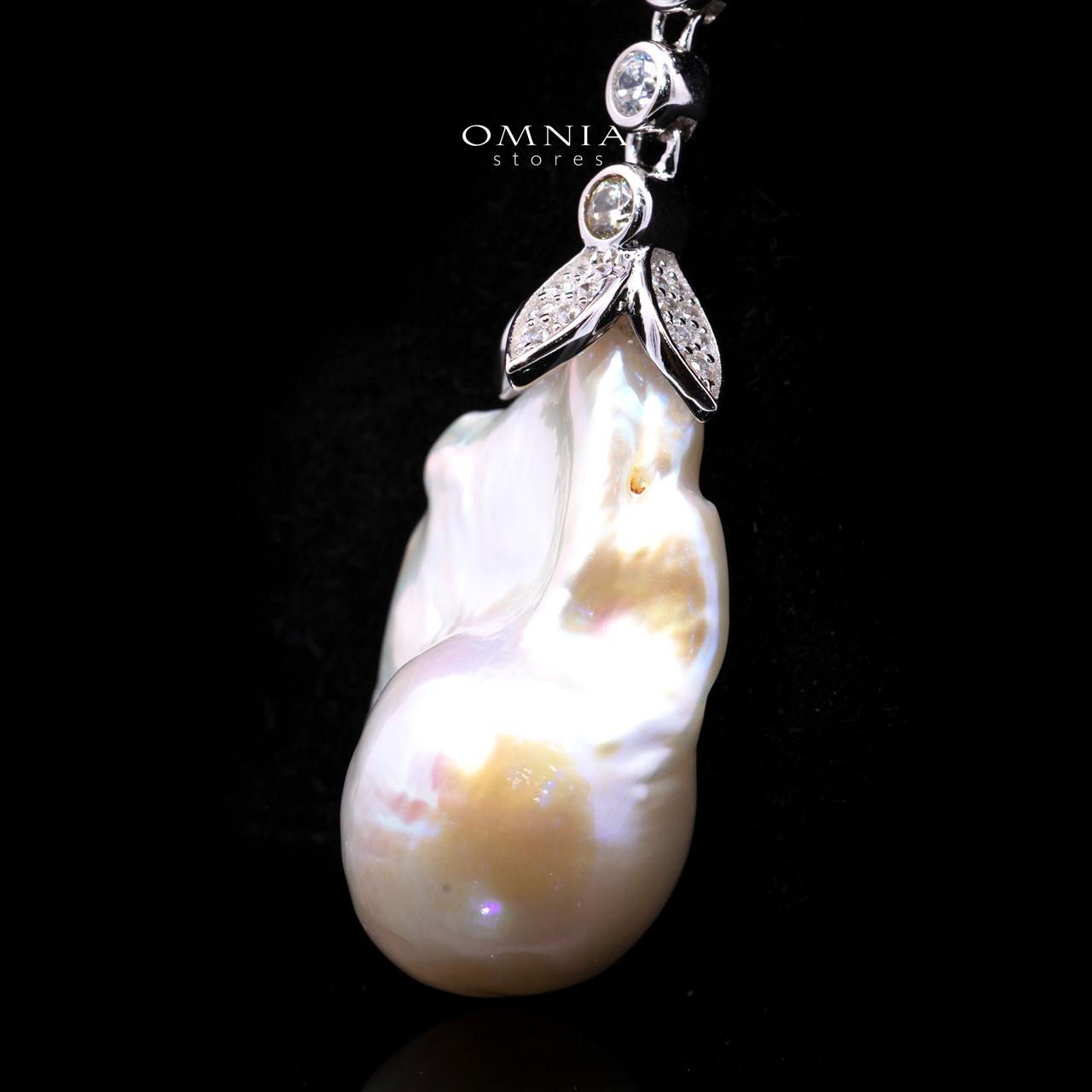 Khazina Multicolor Pearl Brooch with High-Quality Premium Simulated Diamonds in 925 Sterling Silver