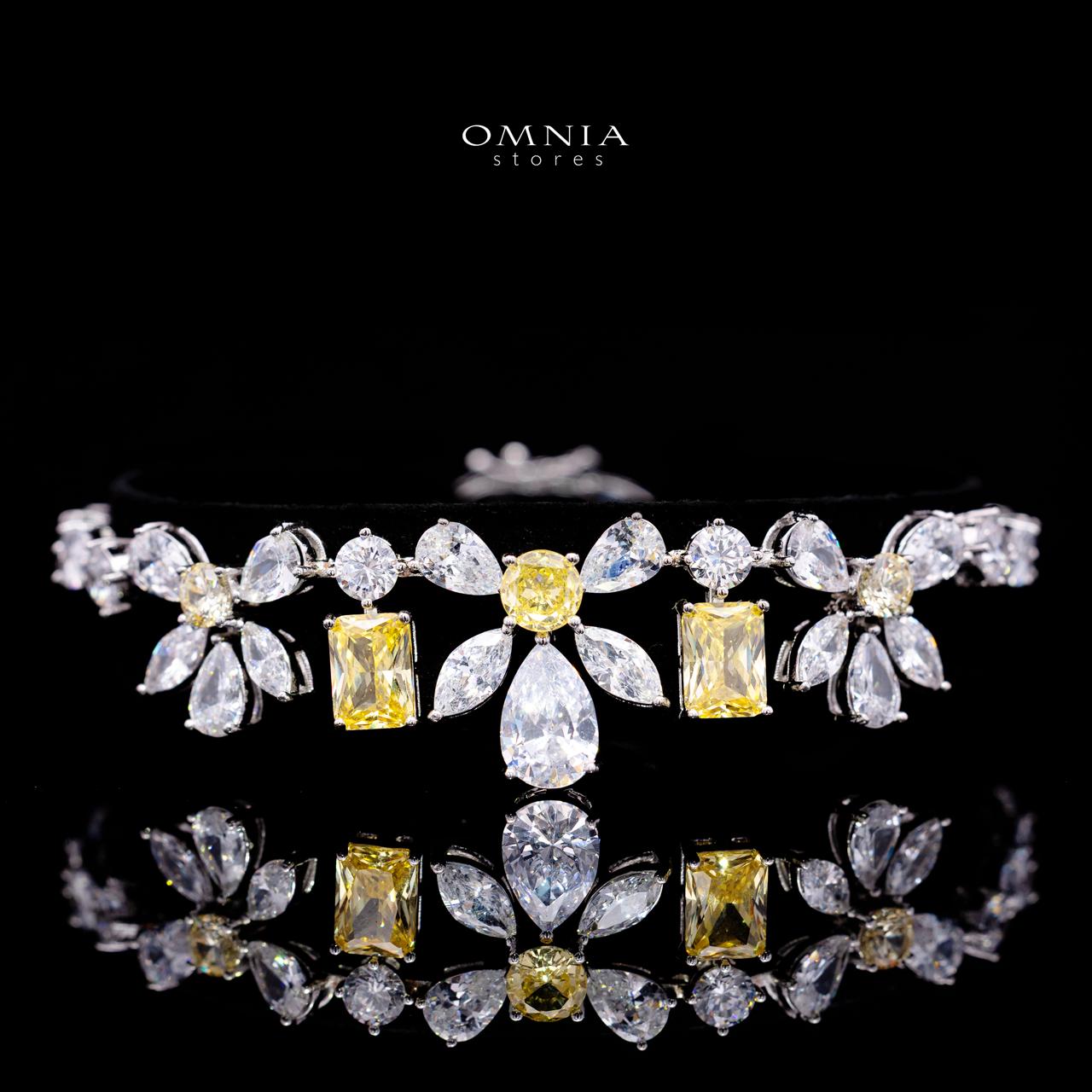 Rizza Yellow Luxury Bridal Full Set with High-Quality Simulated Diamonds – Rhodium Plated