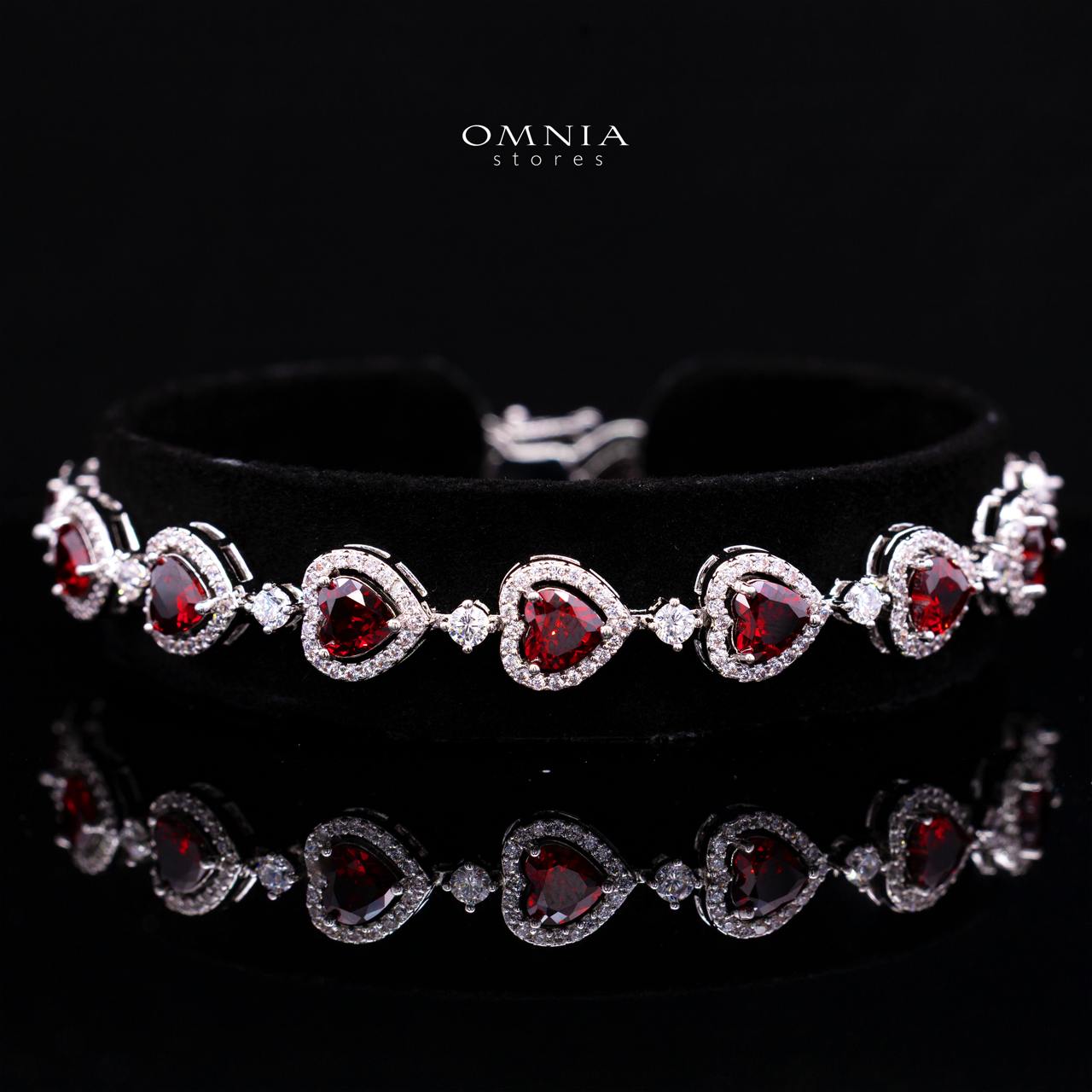 Talina Red Luxury Bridal Full Jewelry Set with High-Quality Premium Simulated Diamonds-Rhodium-Plated