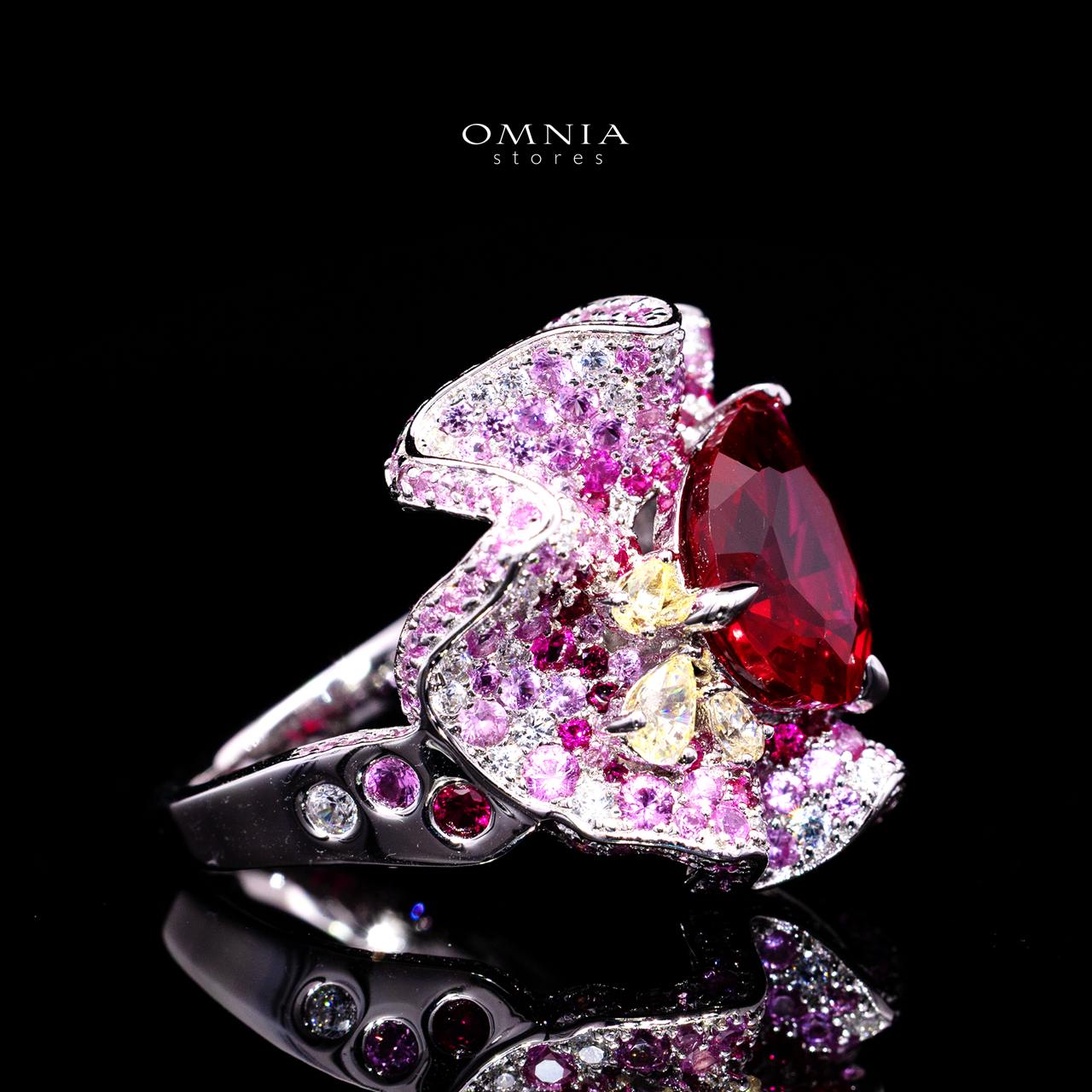 Catriona Red Ring with Certified High-Quality Premium Simulated Diamonds in 925 Sterling Silver
