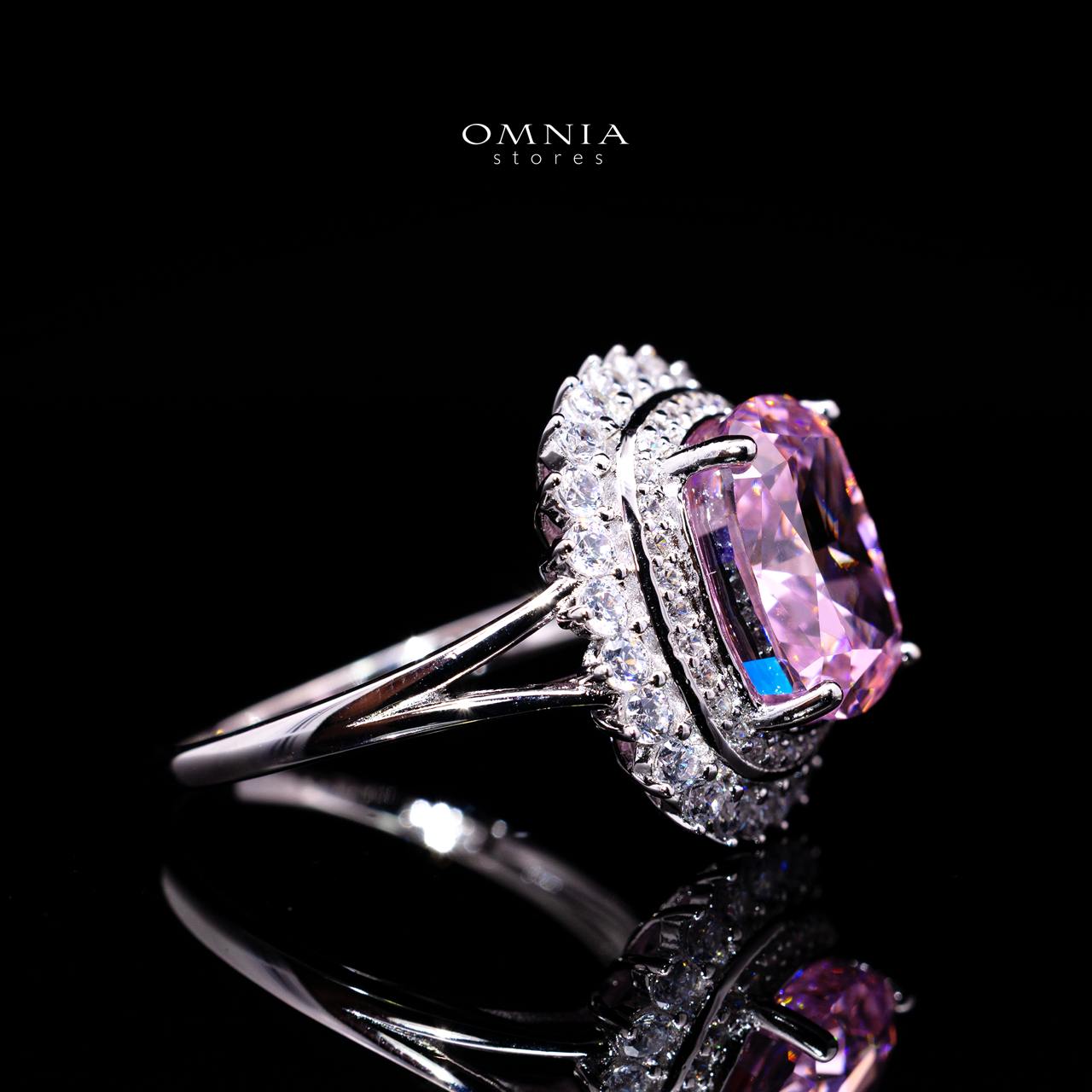 Ylona Pink Ring with Certified Premium Simulated Diamonds in 925 Sterling Silver