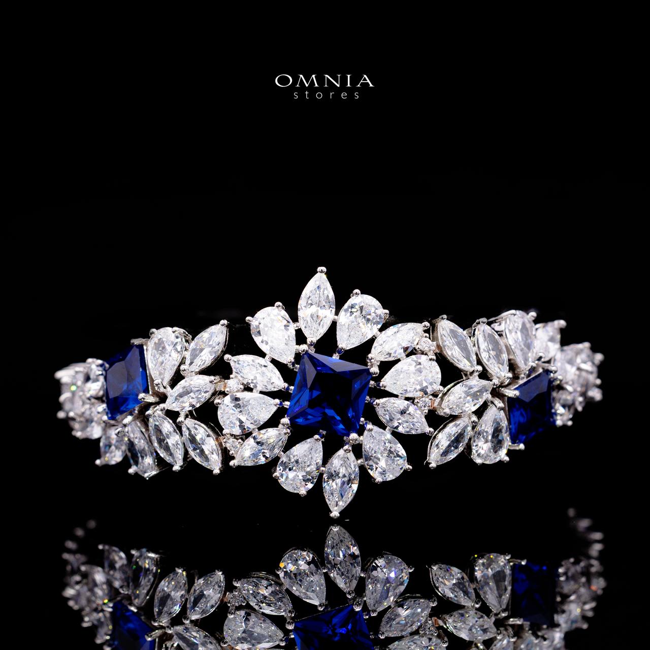 Christine Blue Luxury Bridal Full Set with High-Quality Simulated Diamonds – Rhodium Plated