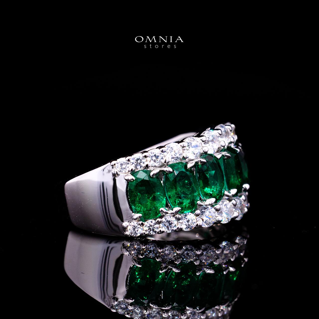 Adesina Green Ring with Certified High-Quality Premium Simulated Diamonds in 925 Sterling Silver