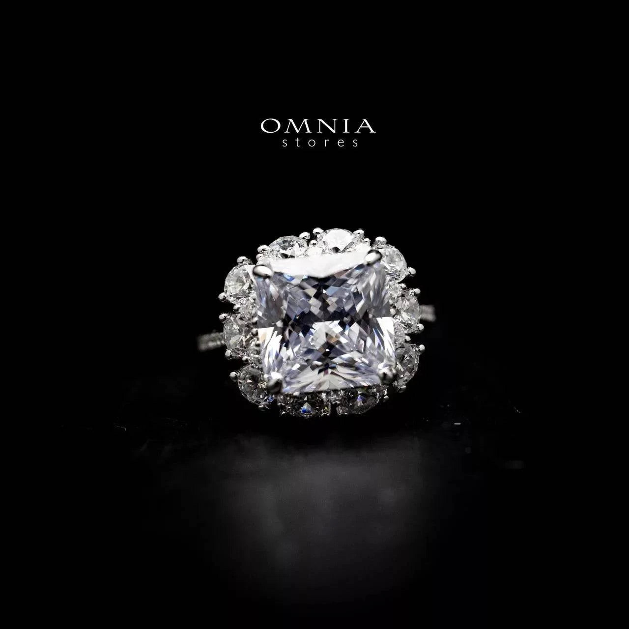 Omnia Sabrina Ring in 92.5 Silver with High Quality Simulated Diamonds - OMNIASTORES UAE