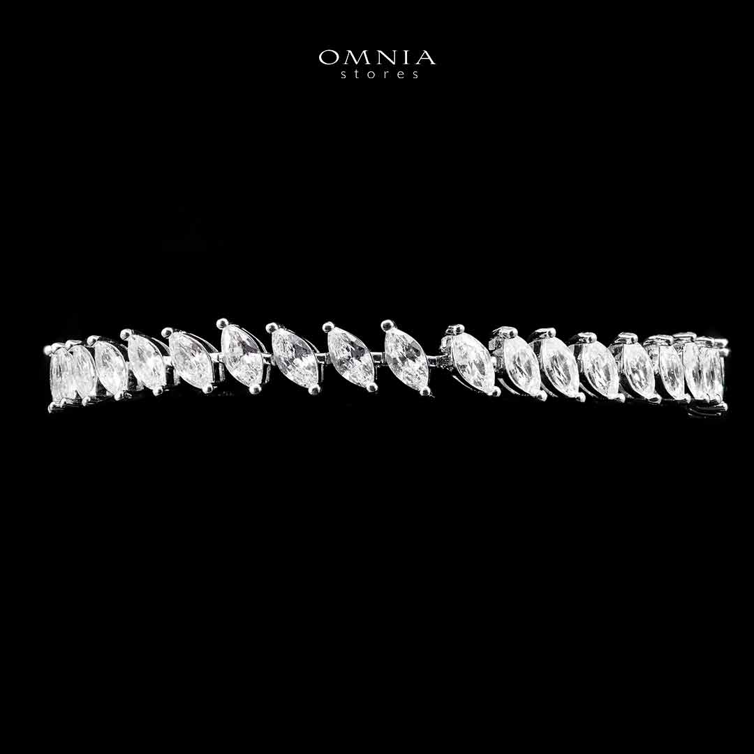 Lamiaa Glint White Bracelet In 925 Silver High Quality Simulated Diamonds
