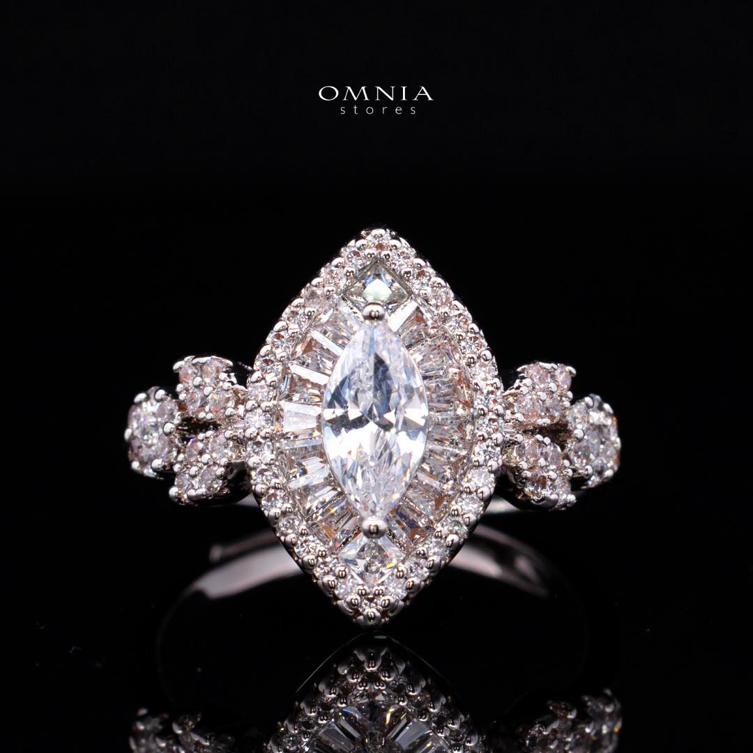 Omnia Lylah Luxury White Necklace, Earrings and Ring Set in High Quality Zircon Stone Rhodium Plated