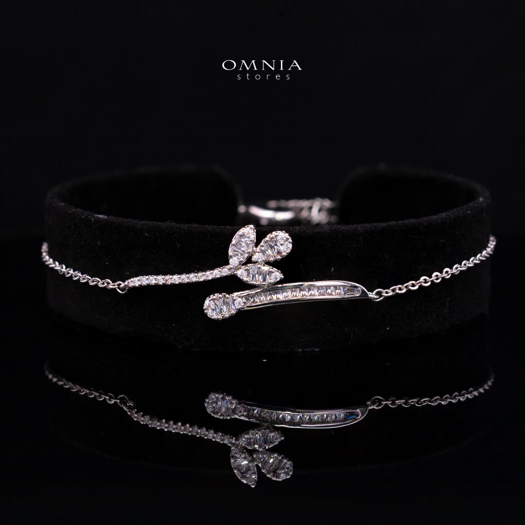 Omnia Celina Luxury White Full Set in High Quality Zircon Stone Rhodium Plated