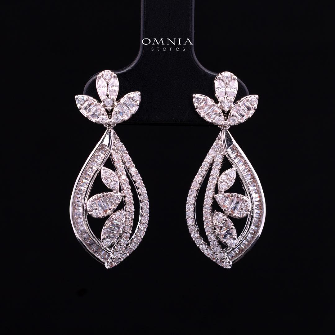 Omnia Celina Luxury White Full Set in High Quality Zircon Stone Rhodium Plated