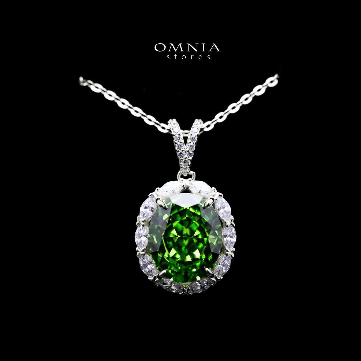 Omnia Zaina Green Set in 92.5 Silver with High Quality Iced Cut Stone - OMNIASTORES UAE