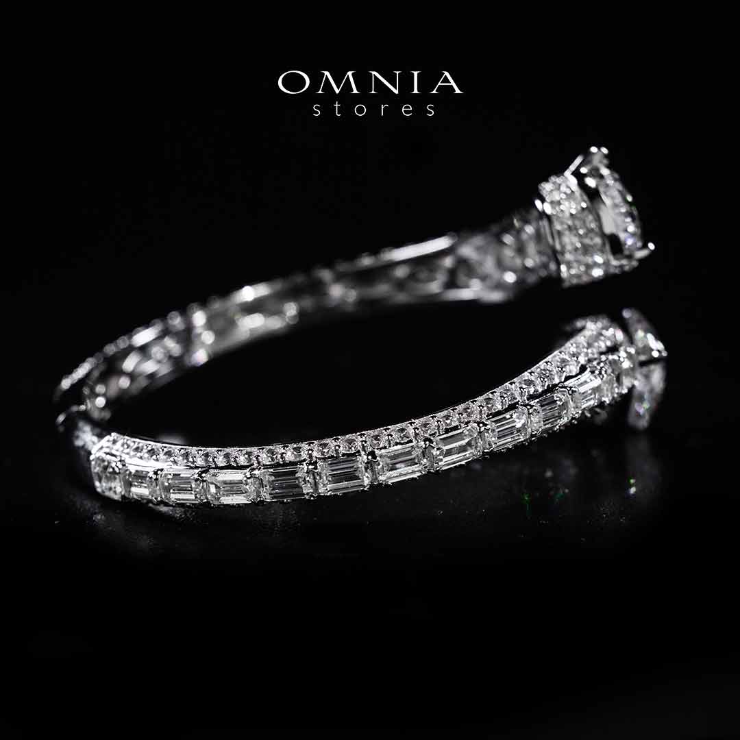 Omnia Afeefah Silver Bangle In 925 Silver High Quality Certified Lab Crafted Stones