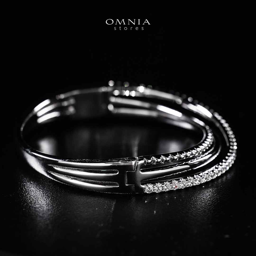 Omnia Suhair Twisted Silver Bangle In 925 Silver High Quality Certified Lab Crafted Stones