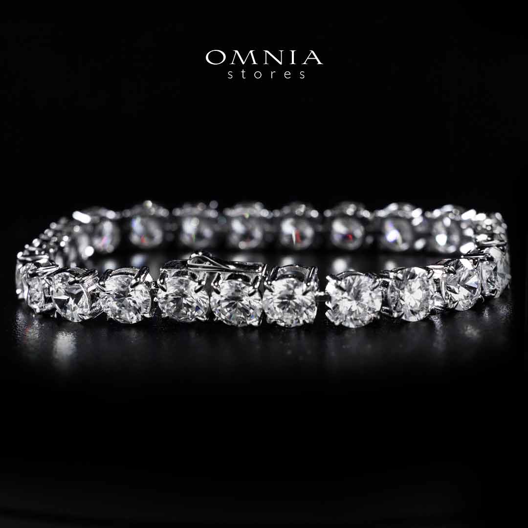 Omnia Baseema White Silver Bracelet In 925 Silver High Quality Certified Lab Crafted Stones