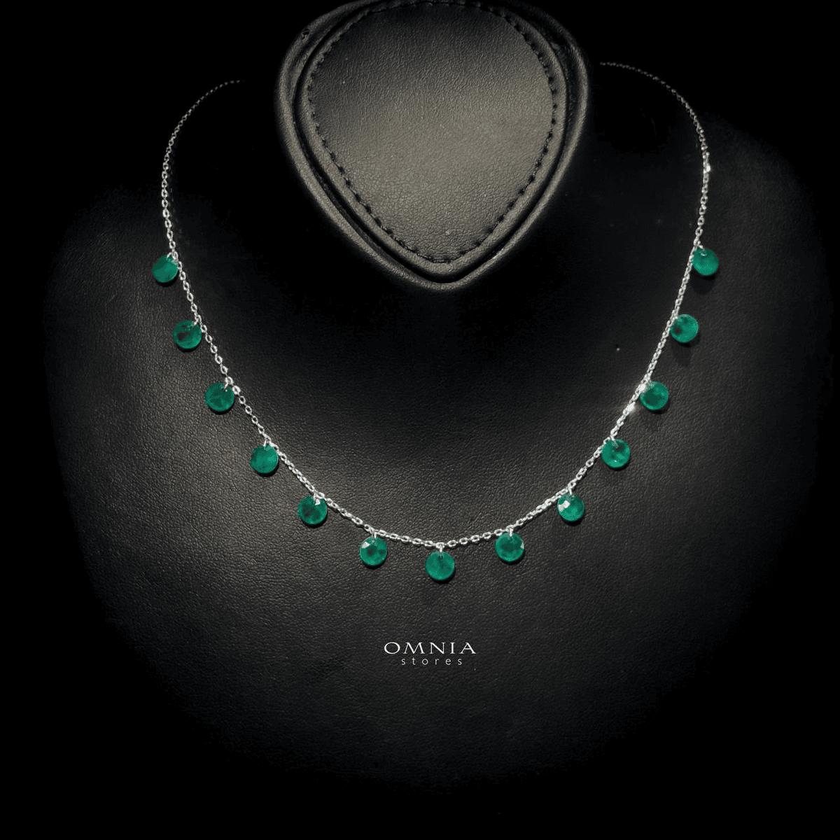 Omnia Anara Green Necklace 92.5 Silver In High Quality Simulated diamonds - OMNIASTORES UAE