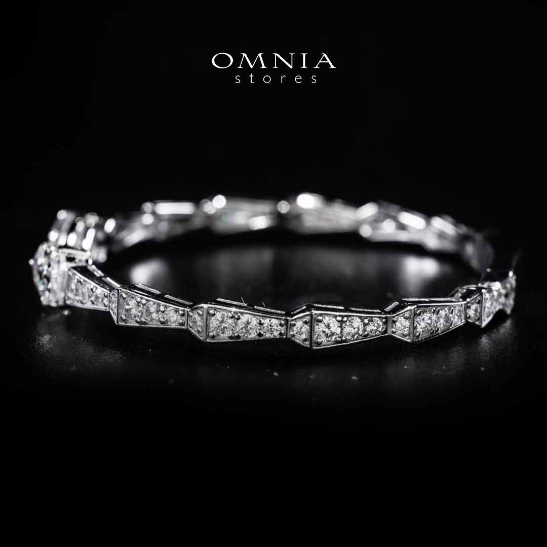 Omnia Aqeelah White Silver Bangle In 925 Silver High Quality Certified Lab Crafted Stones