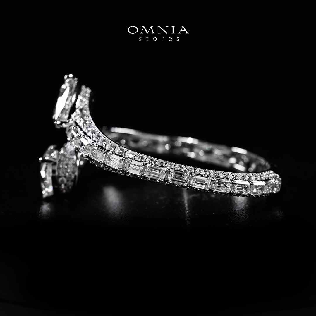 Omnia Afeefah Silver Bangle In 925 Silver High Quality Certified Lab Crafted Stones