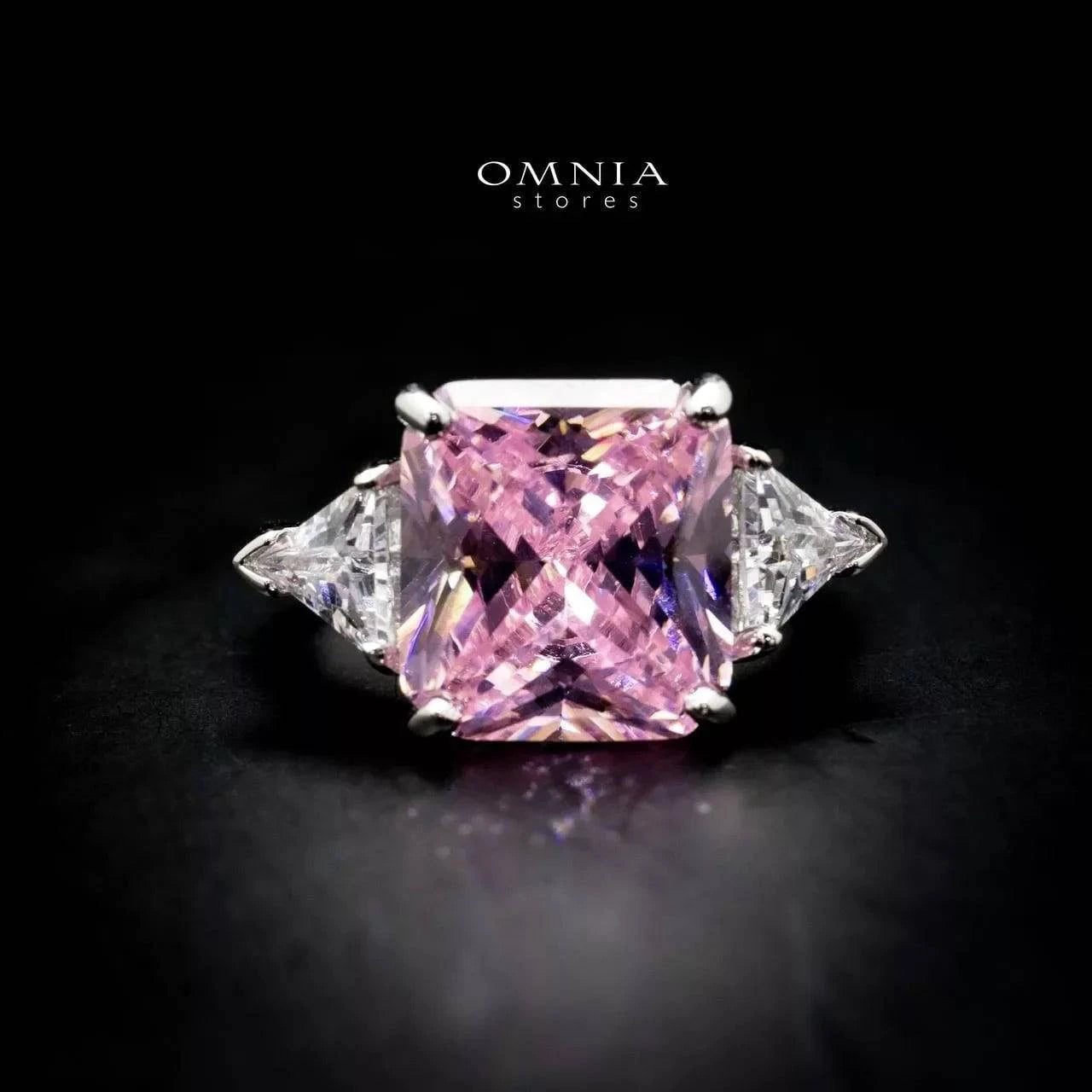 Omnia Adelina Pink Ring 92.5 Silver In High Quality Simulated diamonds - OMNIASTORES UAE