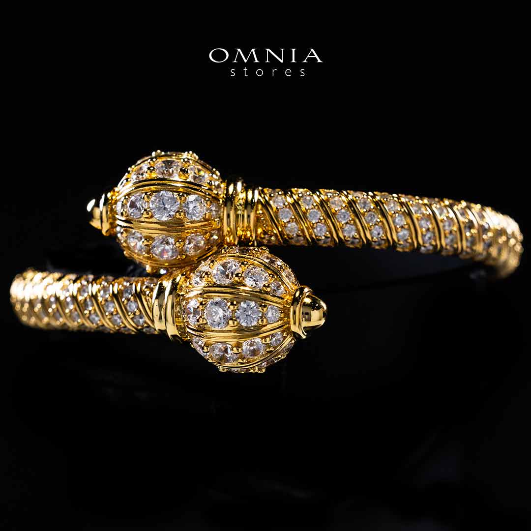 Omnia Rafah Golden Bangle In 925 Silver High Quality Certified Lab Crafted Stones