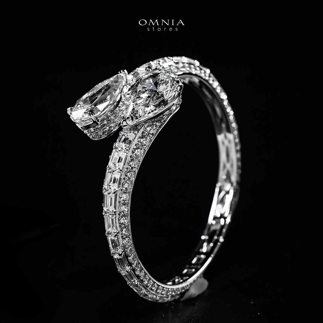 Omnia Afeefah Silver Bangle In 925 Silver High Quality Certified Lab Crafted Stones
