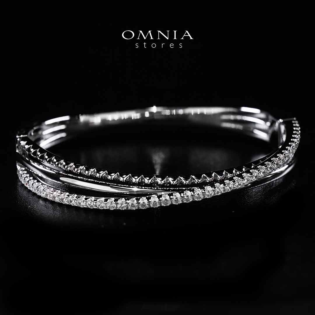Omnia Suhair Twisted Silver Bangle In 925 Silver High Quality Certified Lab Crafted Stones