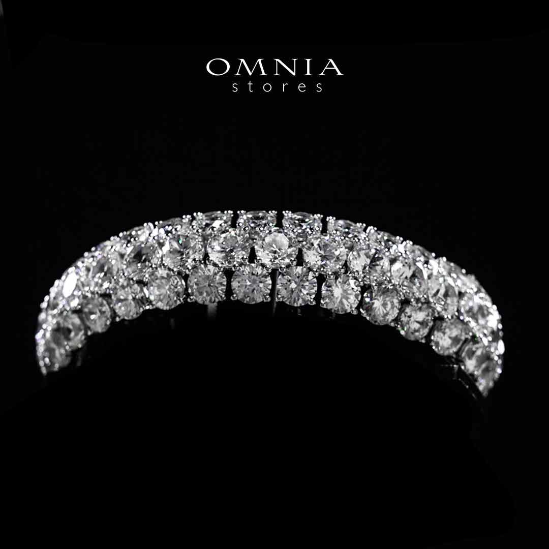Omnia Aseelah White Silver Bangle In 925 Silver High Quality Certified Lab Crafted Stones