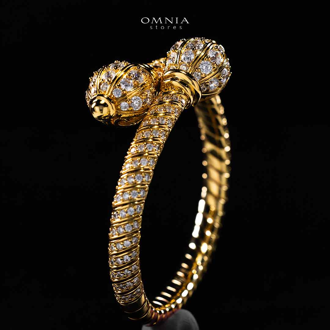 Omnia Rafah Golden Bangle In 925 Silver High Quality Certified Lab Crafted Stones