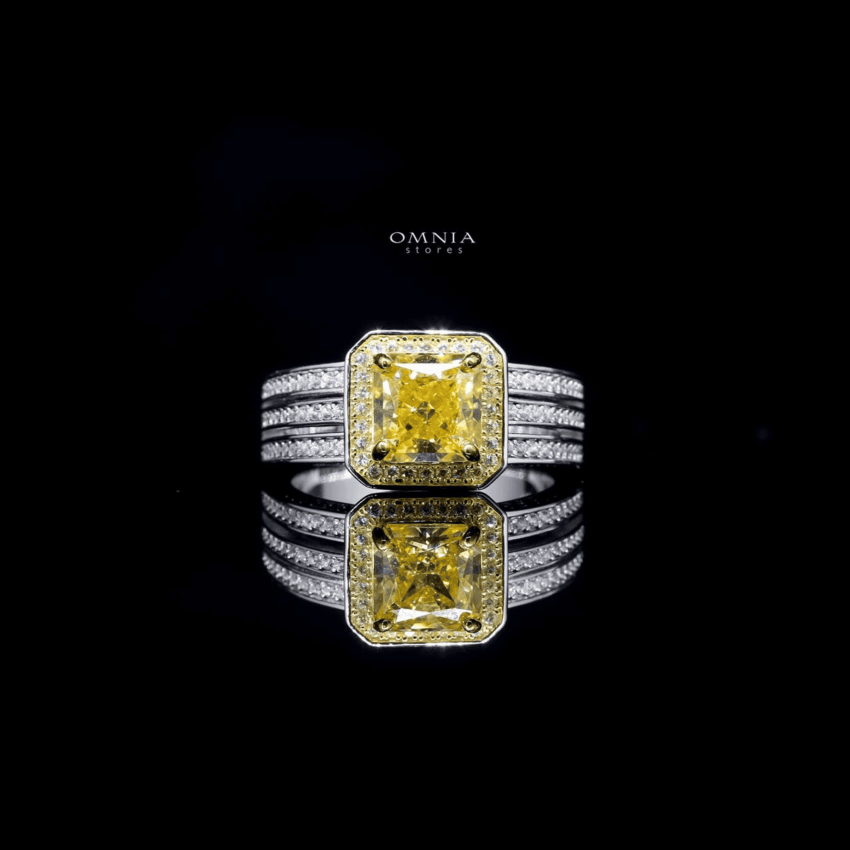 Omnia Sarath Yellow 1.25 Carat Ring In 92.5 Silver High Quality Simulated Diamonds - OMNIASTORES UAE