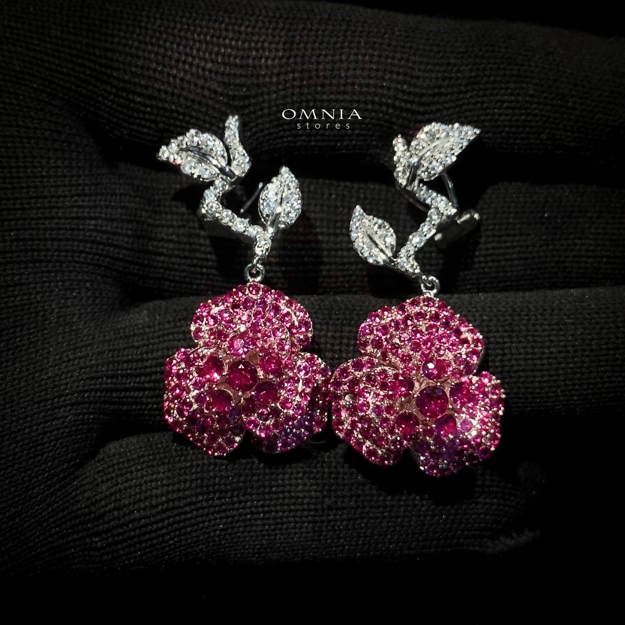 Omnia Mayesa Earring in  92.5 Silver High Quality Simulated diamonds - OMNIASTORES UAE
