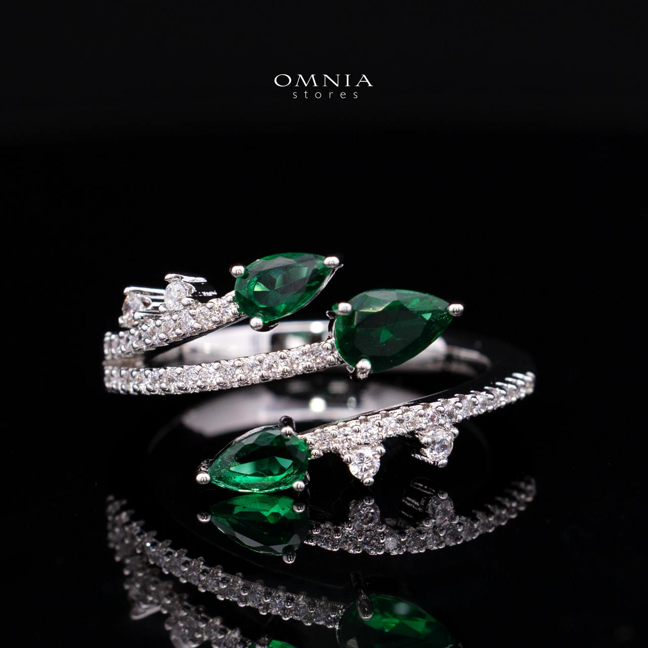 Yuliana Luxury Green Bridal Full Set with High-Quality Premium Zircon Stones, Rhodium-Plated