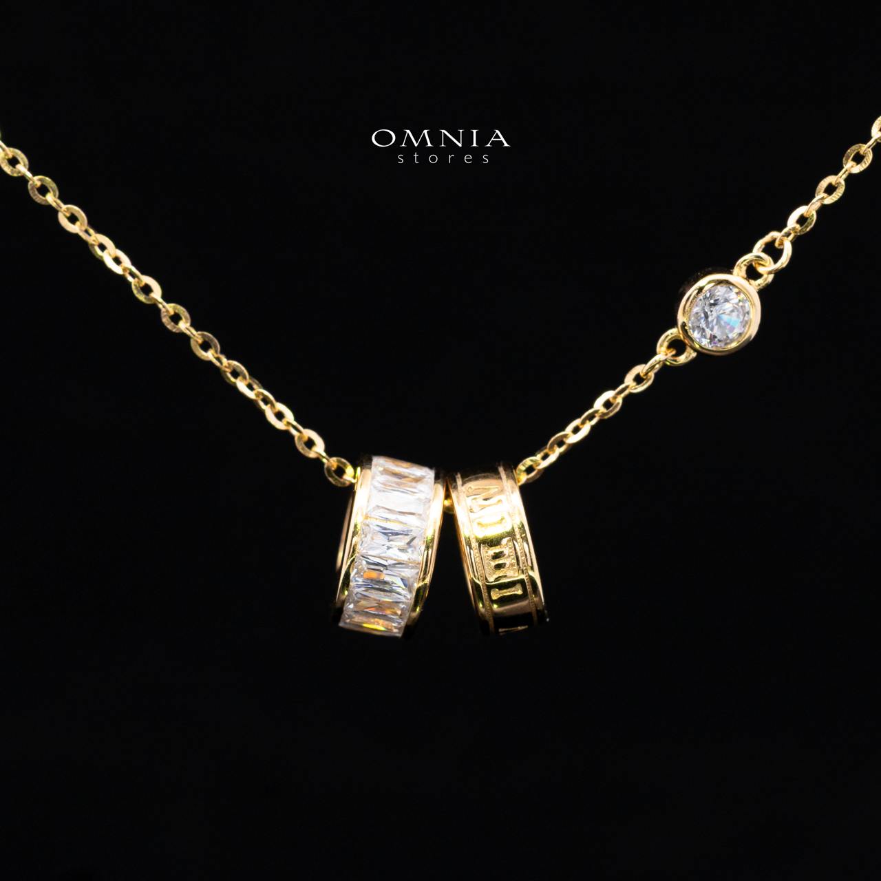 Zhalia Gold Hoop Necklace and Earrings Set in 925 Sterling Silver with Premium Cubic Zirconia