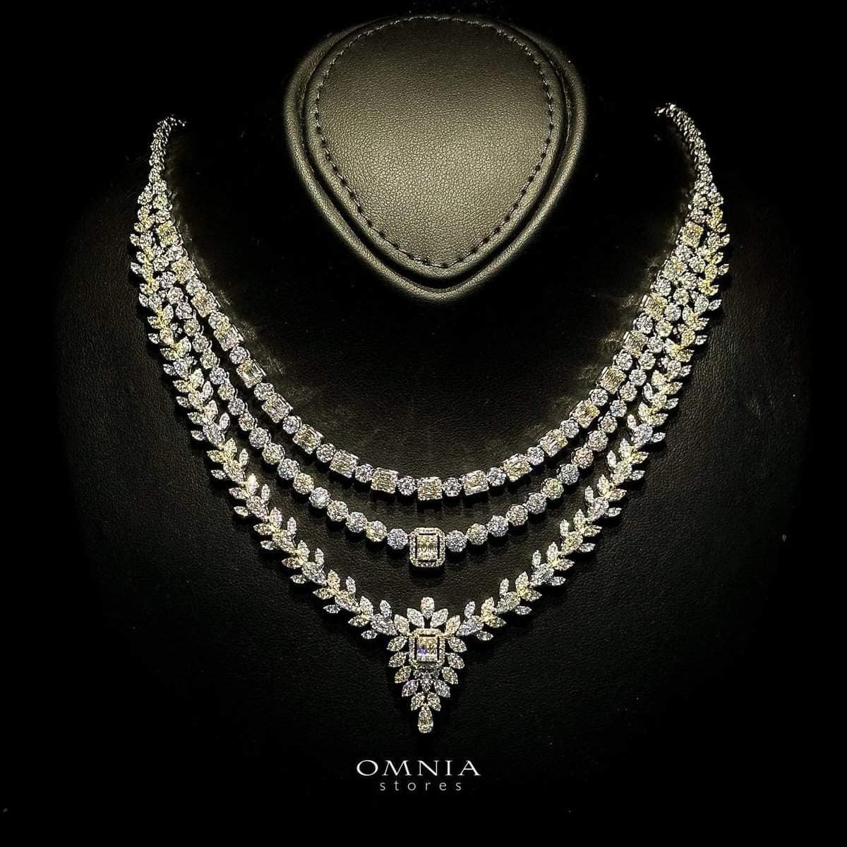 Omnia Jala Golden Bridal Full Set in High Quality Zircon Stone in Rhodium Plated - OMNIASTORES UAE