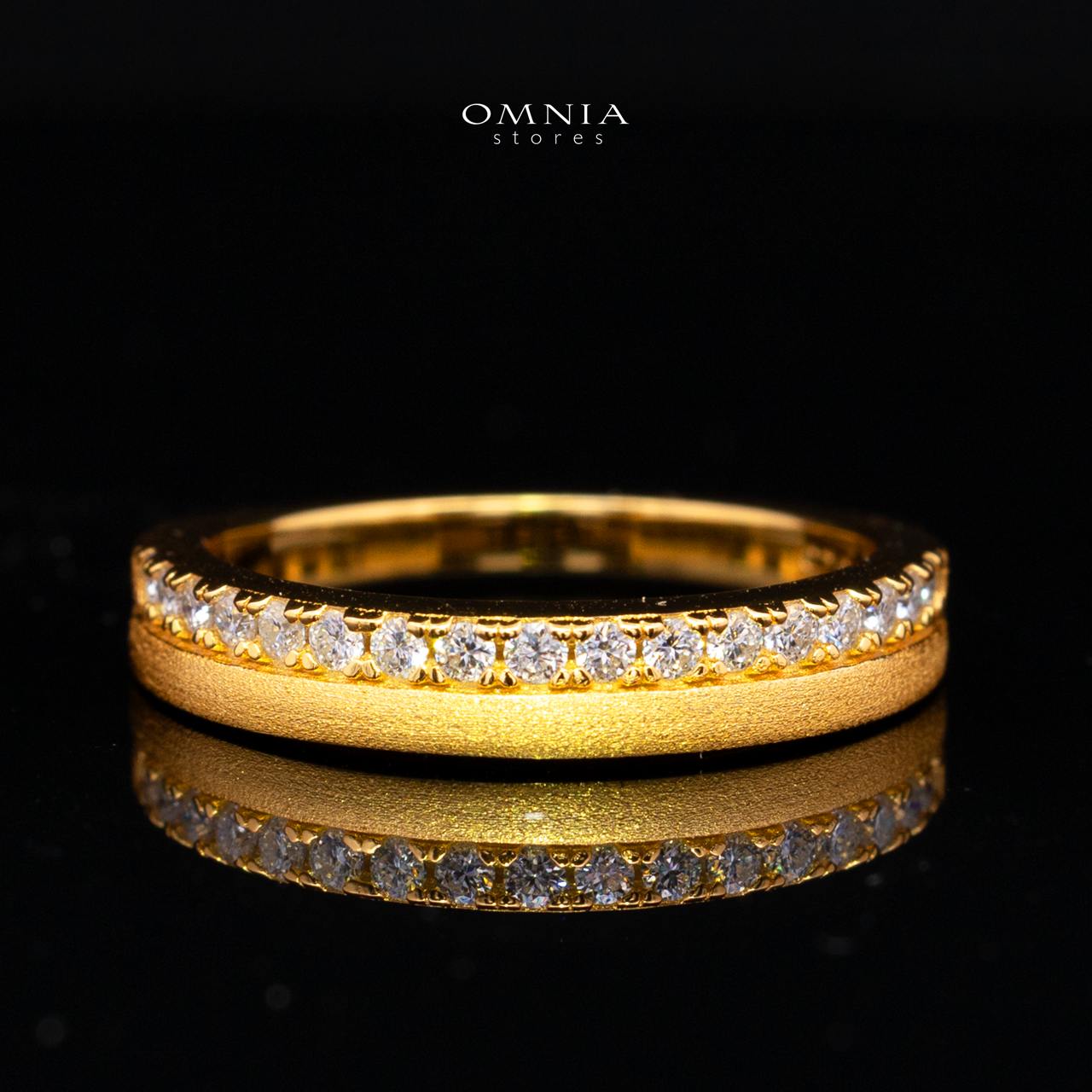 Hasen White Moissanite Minimalist Half Eternity Band Ring – Gold-Plated 925 Sterling Silve