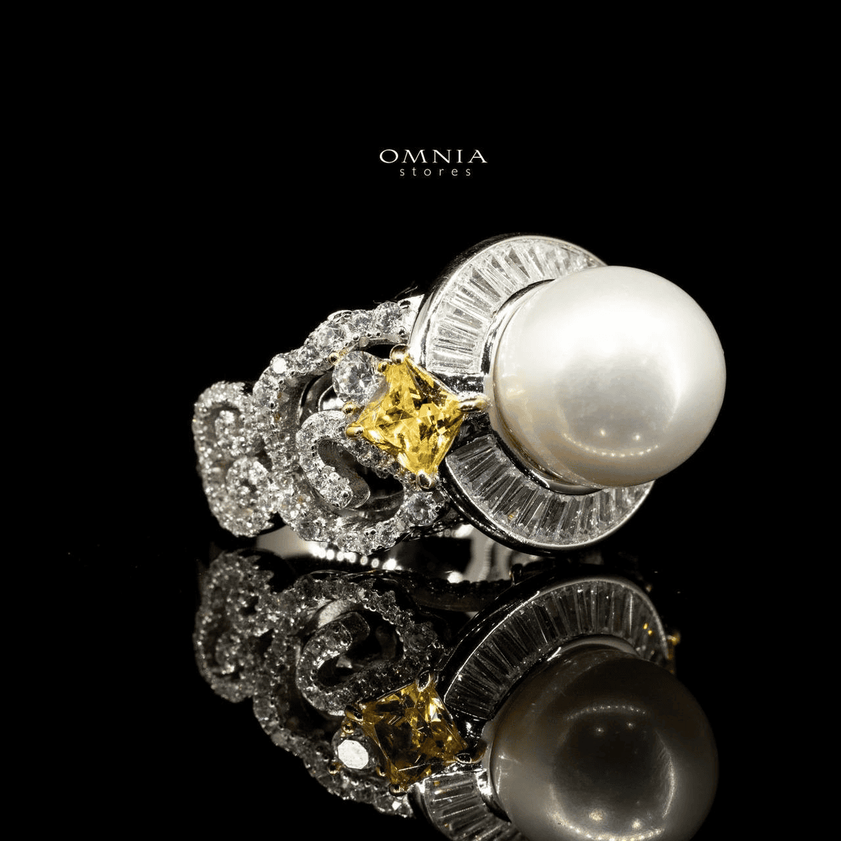 Omnia Roya Ring 92.5 Silver in High Quality Simulated Diamonds - OMNIASTORES UAE
