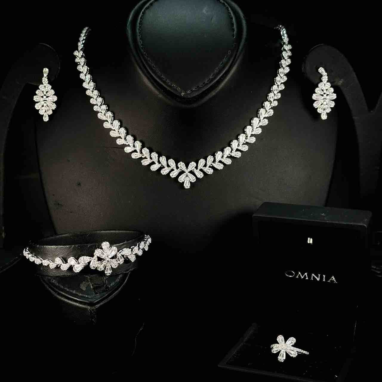 Omnia Iffat White Bridal Full Set in 925 Silver High Quality Simulated Diamonds