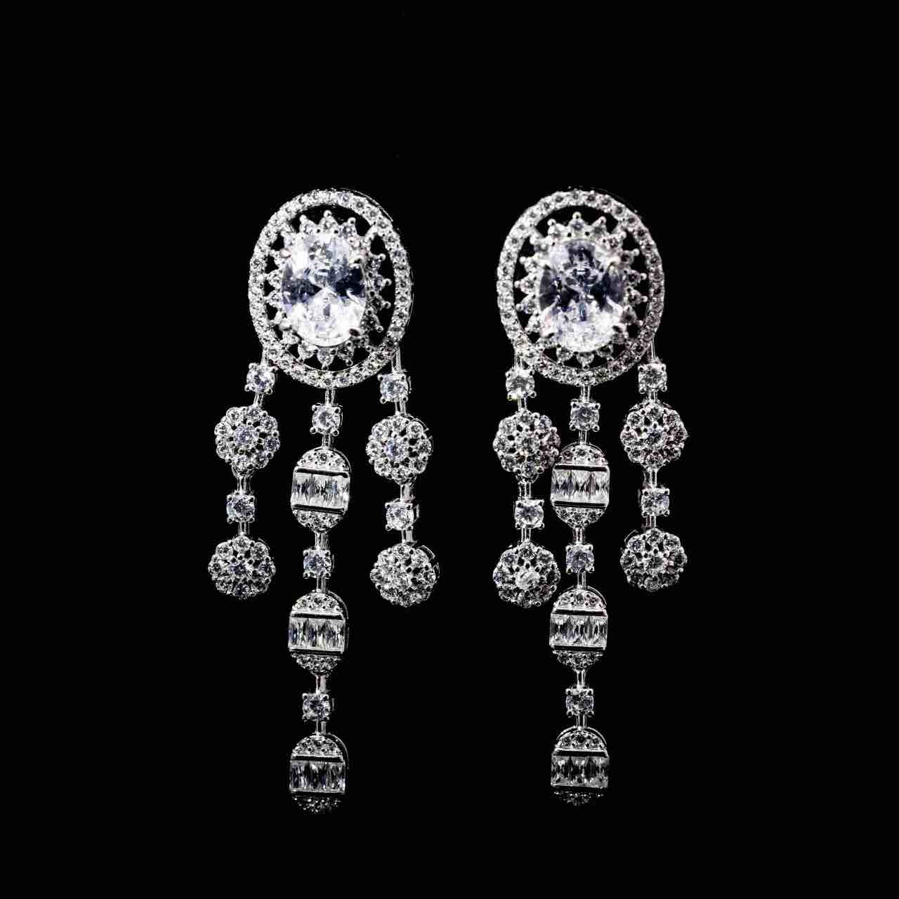 Omnia Manar White Bridal Full Set in 925 Silver High Quality Simulated Diamonds