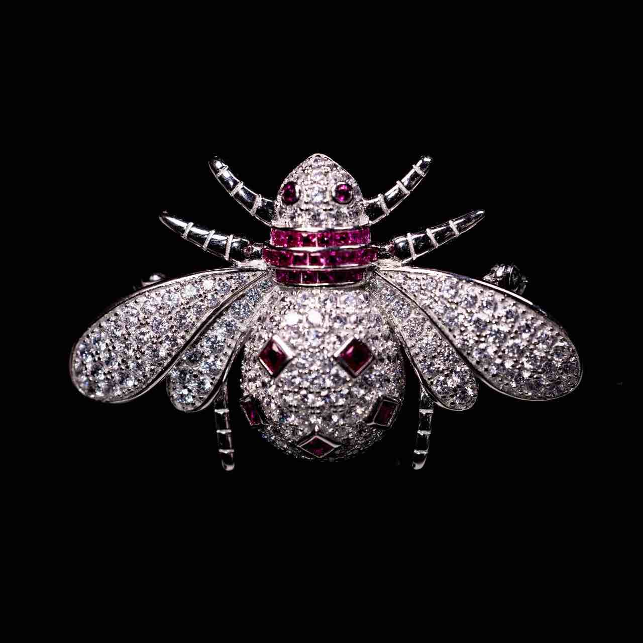Omnia Nasreen Multi Color Silver Brooch in 925 Silver In High Quality Simulated Diamonds