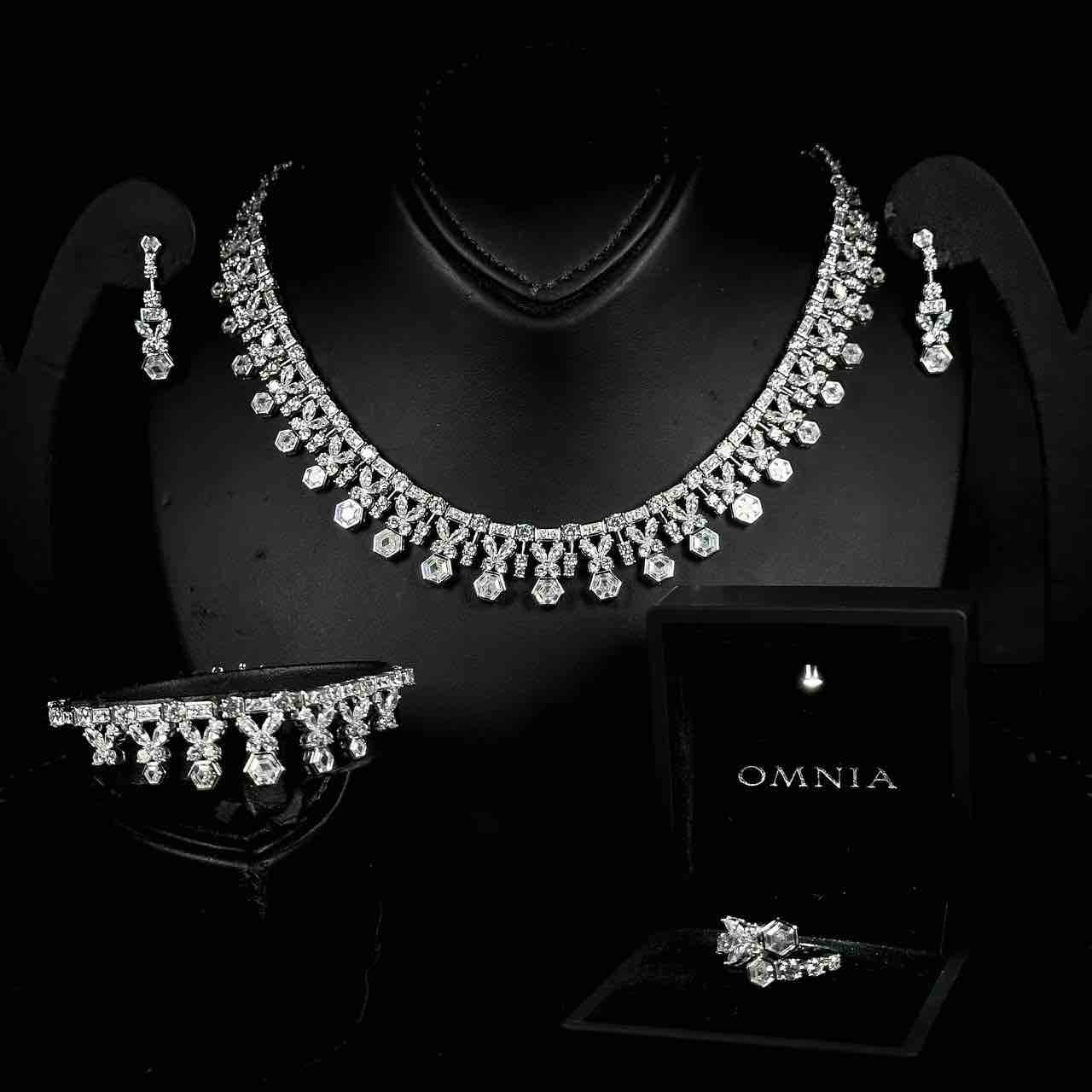Omnia Nudhar White Bridal Full Set in 925 Silver High Quality Simulated Diamonds