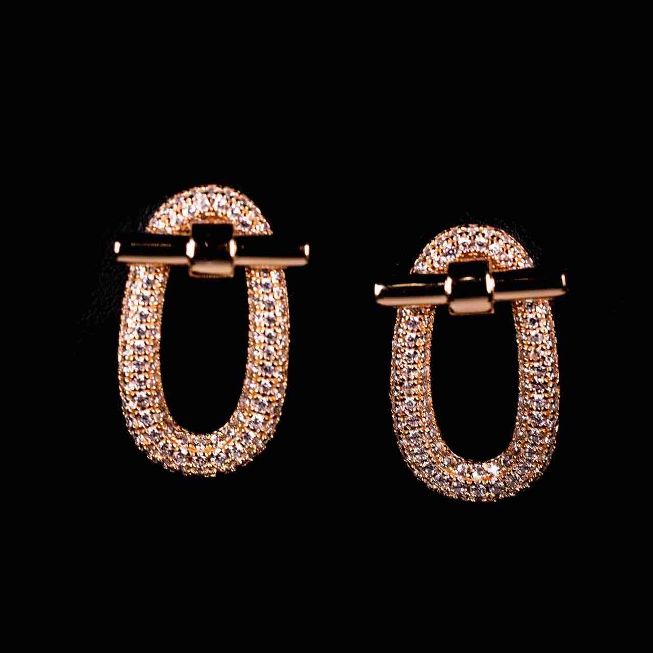 Omnia Najwa Rose Gold Stud Earrings In 925 Silver High Quality Certified Lab Crafted Stones