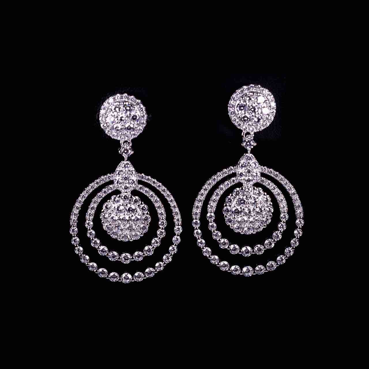 Omnia Rafeea White Silver Drop Earrings In 925 Silver High Quality Certified Lab Crafted Stones