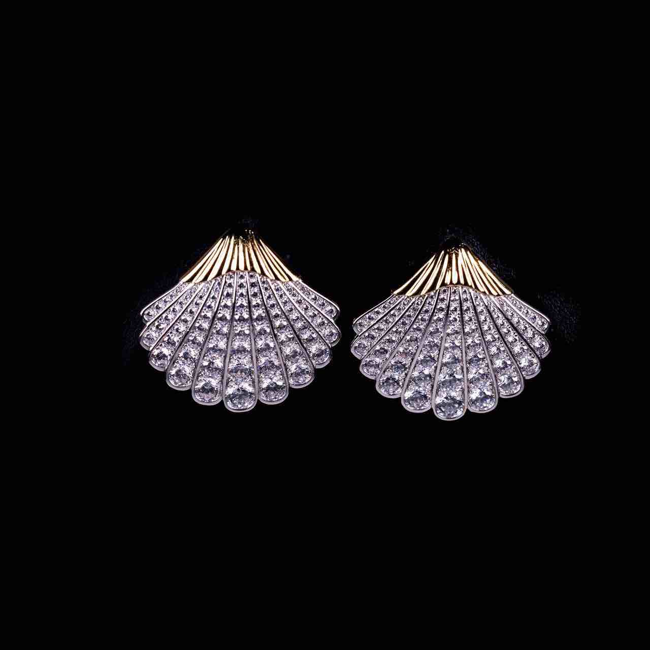 Omnia Nida Gold Plated Stud Earrings In 925 Silver High Quality Certified Lab Crafted Stones