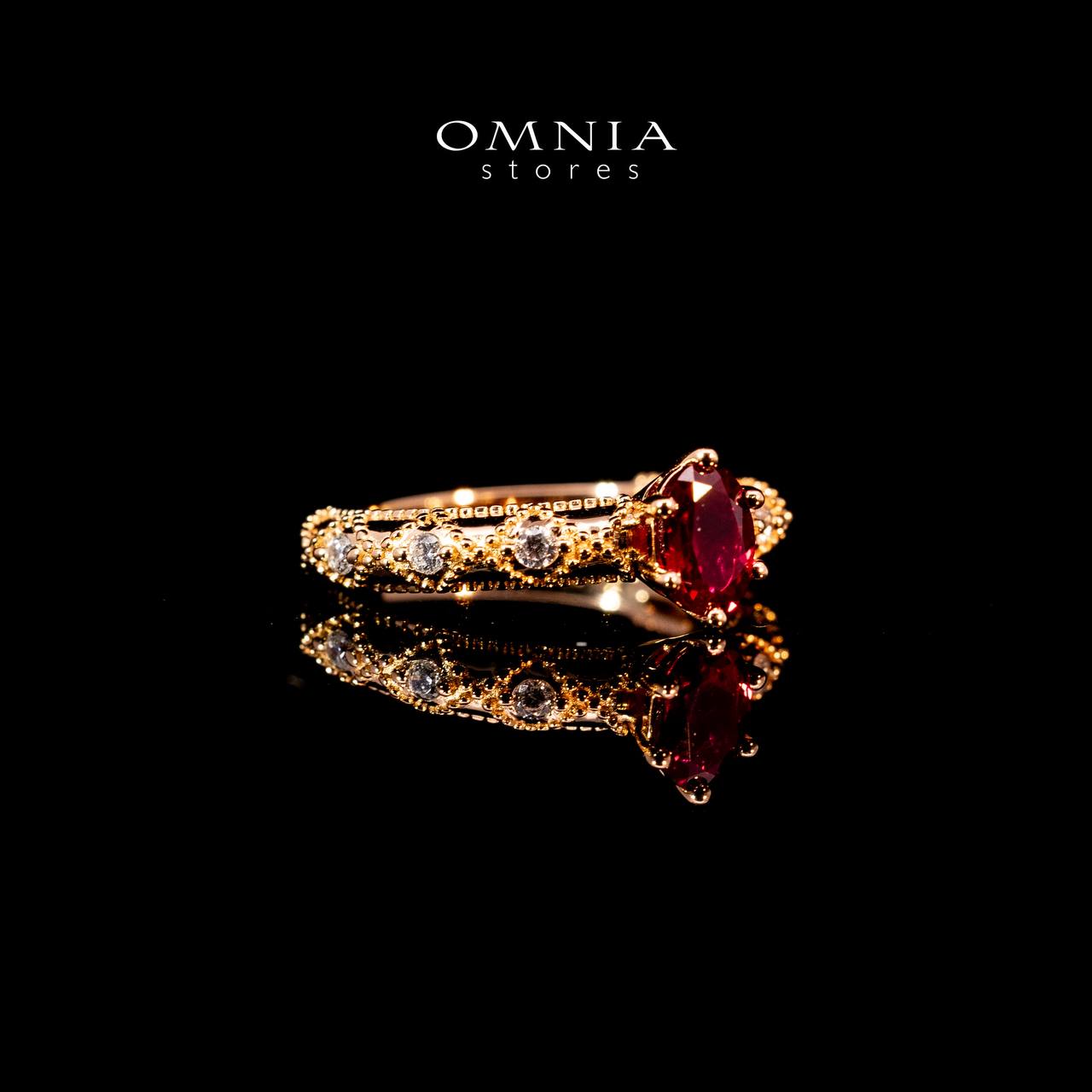 Omnia Suhairah Rose Gold Silver Ring In 925 Silver High Quality Certified Red Lab Crafted Stones