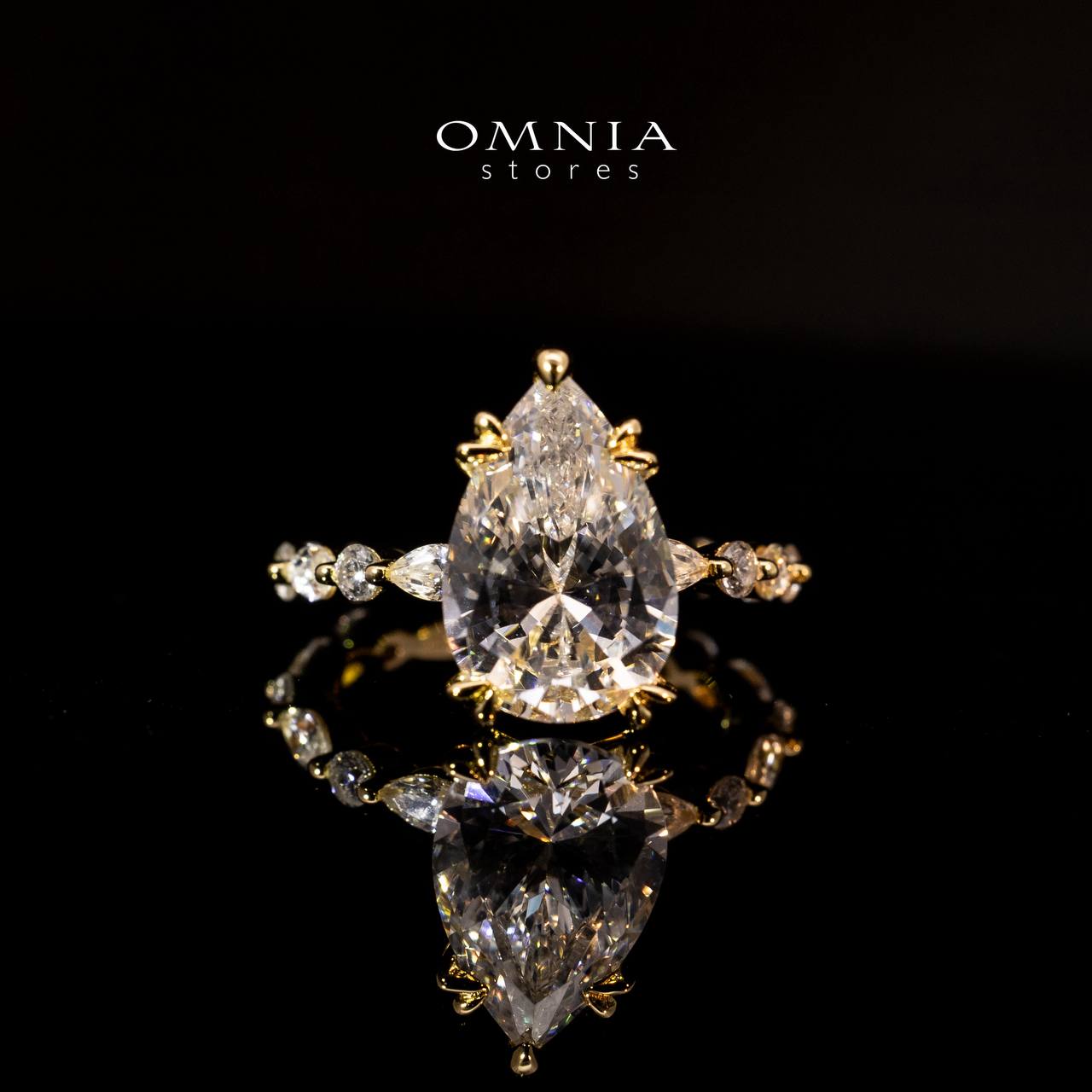 Omnia Rimaya Gold Ring In 925 Silver High Quality Certified Lab Crafted Stones