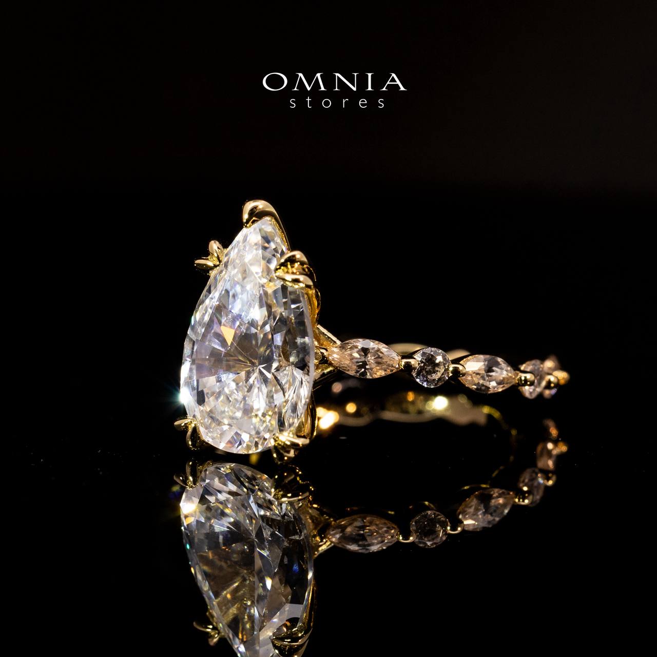 Omnia Rimaya Gold Ring In 925 Silver High Quality Certified Lab Crafted Stones