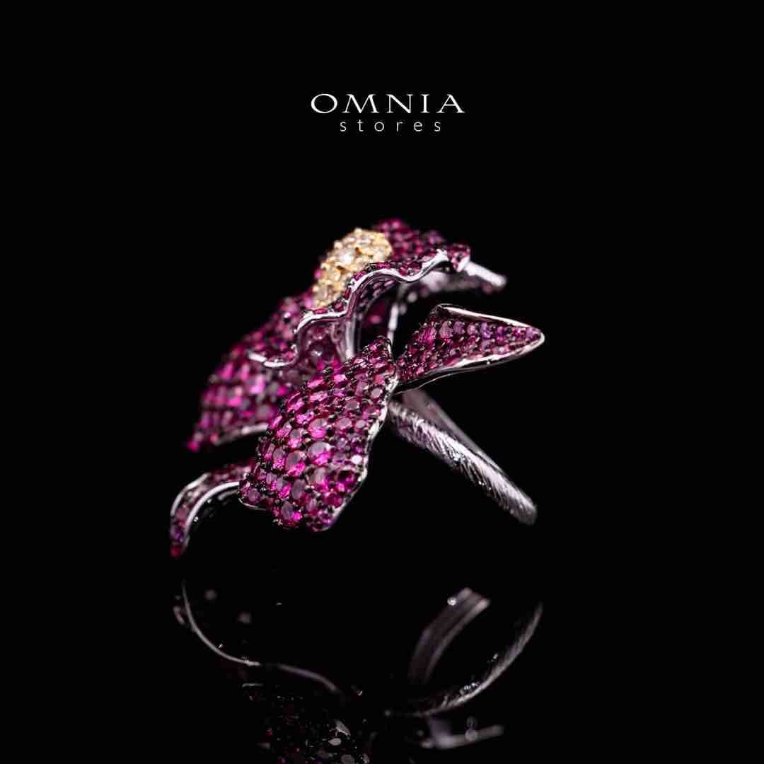 Omnia Nabila Red Butterfly Silver Ring in 925 Silver High Quality Simulated Diamonds Stones - OMNIASTORES UAE