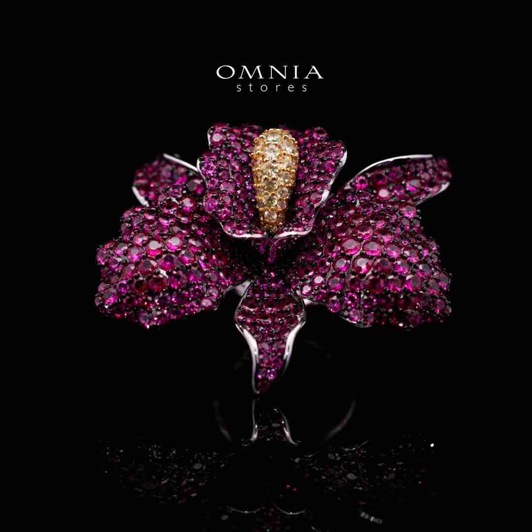 Omnia Nabila Red Butterfly Silver Ring in 925 Silver High Quality Simulated Diamonds Stones - OMNIASTORES UAE