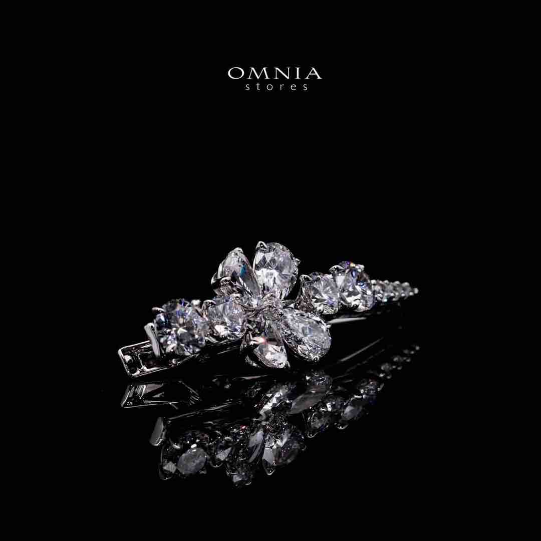 Omnia Asah White Floral Hair Clip In 925 Silver High Quality Lab Crafted Stones - OMNIASTORES UAE